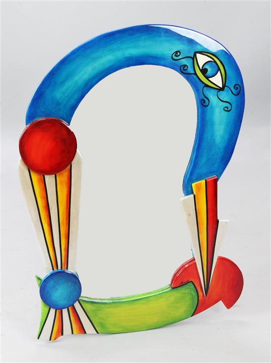 Mira (South Beach, Miami), acrylic on wood with resin finish, a Pop Art style shaped wall mirror.